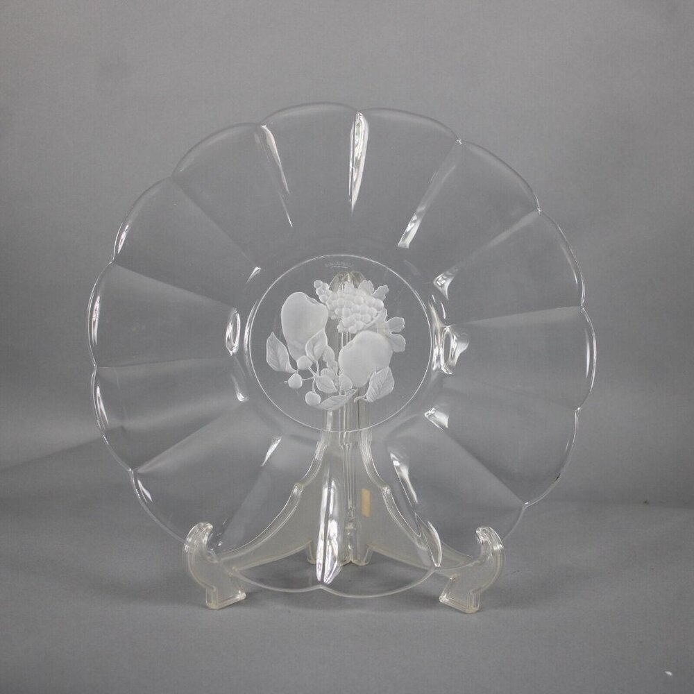 St Lambert Brussels Etched Fruit Crystal 13" Plate